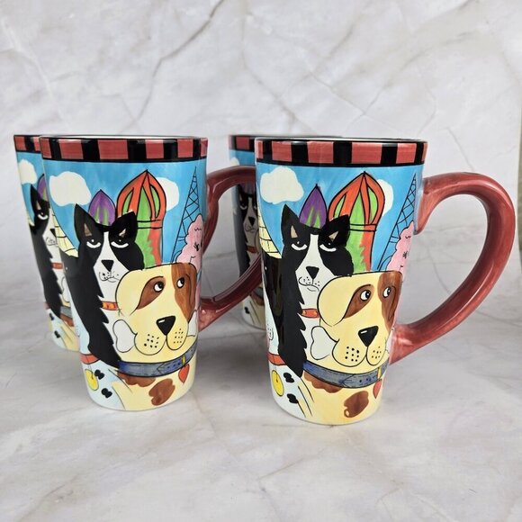Candace Reiter Dogzilla Oversized Mugs with Handles Dog Themed Set of 2 Vtg 2001 - Picture 2 of 10